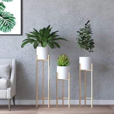 Gold Metal Plant Stand For Kitchen Pack Of 3