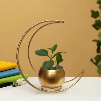 Gold Metal Hanging Planter For Home Decor