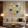 Gold And Blue Metal Wall Clock For Home Decor