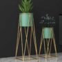 Gold And Green Metal Plant Stand For Home Decor Pack Of 2